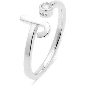 Luxenter 925 Sterling Silver Ring med Rhodiumpläterad Briljant Zirkonia - Alfabet