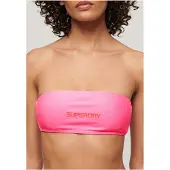 Superdry för kvinnor. W3010388A Bandeau-bikinitopp med rosa logotyp (L), Strandkläder, Återvunnen polyester, Hållbar