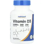 Nutricost , Vitamin D3, 125 mcg (5 000 IU), 240 Softgels