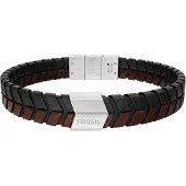 Fossil Armband mörkbrun / silver