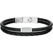 Fossil Armband 'Machine' svart / silver
