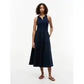 Tommy Hilfiger Klänning 'Gold-tone Button Sleeveless Maxi' marinblå