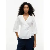 Tommy Hilfiger Relaxed Fit Pure Linen Wrap Blouse