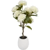 Atmosphera konstgjord hortensia i keramisk kruka MIKA, vit, 100 cm