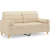 vidaXL 2-sits soffa med prydnadskuddar gräddvit 140 cm tyg