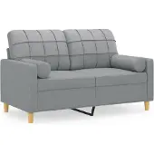 vidaXL 2-sits soffa med prydnadskuddar ljusgrå 120 cm tyg