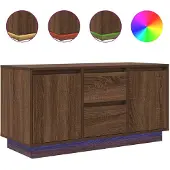 vidaXL TV-bänk med LED-lampor brun ek 100x41x50 cm