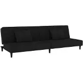 vidaXL Bäddsoffa 2-sits med två kuddar svart sammet