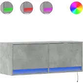 vidaXL Väggmonterad tv-bänk LED betonggrå 100x31x35 cm