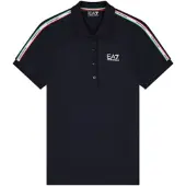 EA7 för kvinnor. 7W001221_AF12503 Polo Italian Spirit blå (XS), Casual, Bomull, Kort ärm, Marino