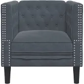 vidaXL Chesterfield fåtölj mörkgrå sammet, soffstol, enkelsoffa, badrumsfåtölj, fåtölj, soffa, 372674