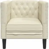vidaXL Chesterfield fåtölj i crème konstläder, soffstol, enkelsoffa, badrumsfåtölj, fåtölj, soffa, 372653