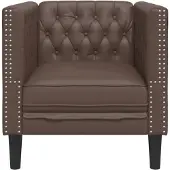 vidaXL Chesterfield-fåtölj i brun konstläder, soffstol, enkelsoffa, badrumsfåtölj, fåtölj, soffa, 372654