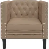 vidaXL Chesterfield-fåtölj cappuccino i konstläder, soffstol, enkelsoffa, badrumsfåtölj, fåtölj, 372657