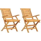 vidaXL Hopfällbara trädgårdsstolar 2 st 56x63x90 cm massiv teak