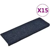 vidaXL Trappstegsmattor 15 st nålad 65x21x4 cm blå