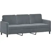 vidaXL 3-sitssoffa mörkgrå 180 cm sammet