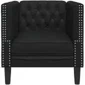 vidaXL Chesterfield fåtölj svart konstläder, soffstol, enkelsoffa, badfåtölj, fåtölj, soffa, 372652