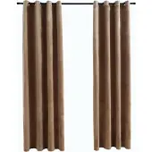 vidaXL Mörkläggningsgardiner med ringar 2 st beige sammet 140x245 cm