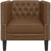 vidaXL Chesterfield-fåtölj i brun konstläder, soffstol, enkelsoffa, badrumsfåtölj, fåtölj, 372682