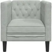 vidaXL Chesterfield fåtölj i ljusgrå sammet, soffstol, enkelsoffa, badrumsfåtölj, fåtölj, soffa, 372673