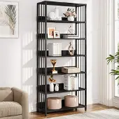 24.Se Bokhylla med metallram och 6 hyllplan / hylla i industriell stil / förvaringhylla