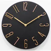 24.Se Minimalistisk Analog Väggklocka 30cm - Svart/guld