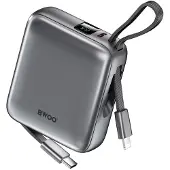 BWOO Powerbank 22,5W 10000 mAh med inbyggd USB-C- och Lightningkabel