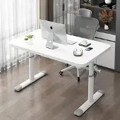 24hShop Vitt Höj och Sänkbart Skrivbord 100cm