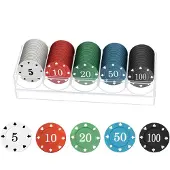 24.Se Pokerchips 5 olika valörer 100-pack