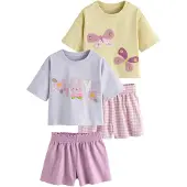 Next Pyjamas ljusgul / kiwi / lavendel / gammalrosa