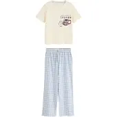 Next Pyjamas ecru / himmelsblå / brun / burgunder