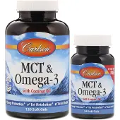 Carlson Labs , MCT & Omega-3, 120 + 30 fria mjuka gel