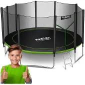 Neo-Sport 15 fot / 465 cm trädgårdstrampolin med skyddsnät utomhus och