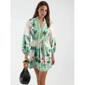 MSN Collection Blommig A-linjeformad Miniklänning