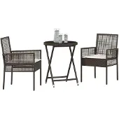 vidaXL Trädgårds Bistro Set 3 pcs Brun konstrotting