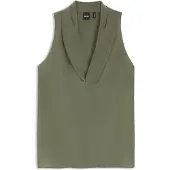 BOSS Sleeveless blouse in sandwashed silk with V neckline