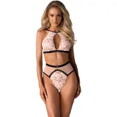 Obsessive - bh-set - spetsdetaljer - rosa - L/XL