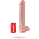 King Cock 15 - dildo med pung och sugkopp (38 cm, naturfärg)