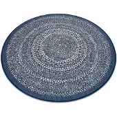 Rugsx Matta runda FLAT 48834591 SISAL Prickar blå cirkel 120 cm