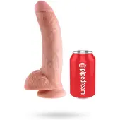 King Cock 9 - stor dildo med pung och sugpropp (23 cm, naturfärg)