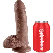 King Cock Realistisk Dildo med Testiklar 18 cm - Brun - Brun