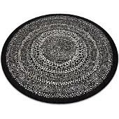 Rugsx Matta runda FLAT 48834690 SISAL Prickar svart cirkel 120 cm