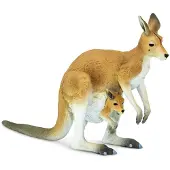 Safari Ltd. Kangaroo med Joey - handmlad verklighetstrogen 4,75" modellfigur - Pedagogisk leksak fr pojkar, flickor och barn i ldrarna 3+