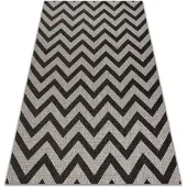 Rugsx MATTA SIZAL FLOORLUX 20340 silver / svart ZIGZAG 200x290 cm