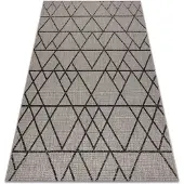 Rugsx MATTA SIZAL FLOORLUX 20508 silver / svart TRIANGLER 120x170 cm