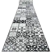 Rugsx Löpare anti-halk AZULEJO PATCHWORK, LISBONPLATTER grå / svart 100x100 cm