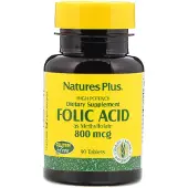NaturesPlus Folsyra (Metylfolat), 800mcg, 90 tabletter