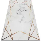 Rugsx ANDRE 1220 tvättmatta Marble, geometrisk halkskydd - vit 80x150 cm