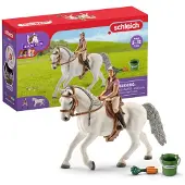 Schleich Horse Club Lipizzaner Mare Horse and Rider Figurine PlaySet - Realistisk ryttare och hst med foderhinksadel och mer lektidskul fr pojk